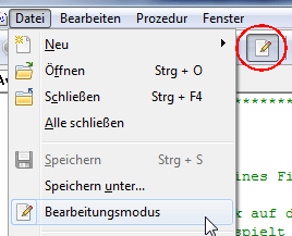Bearbeitungsmodus Editor